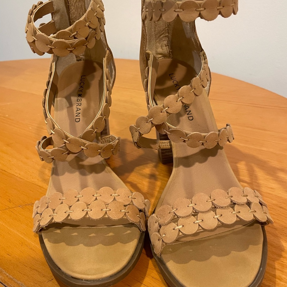 Tan Lucky Brand Block Heel Sandals